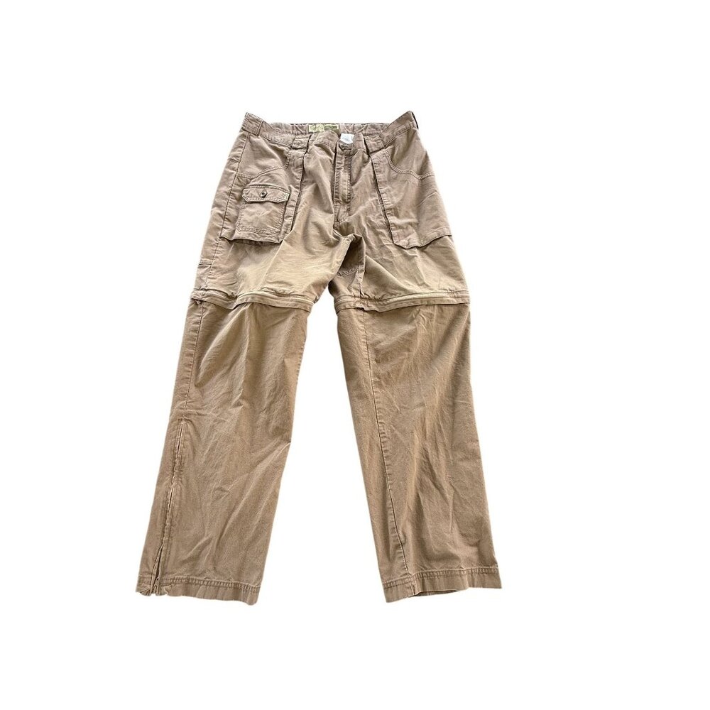 Cabelas Mens W38 Khaki Outdoor Convertible Cargo Pants Cotton Blend